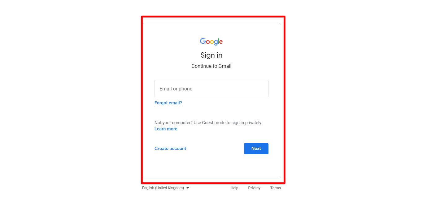 Gmail Sign-in Form